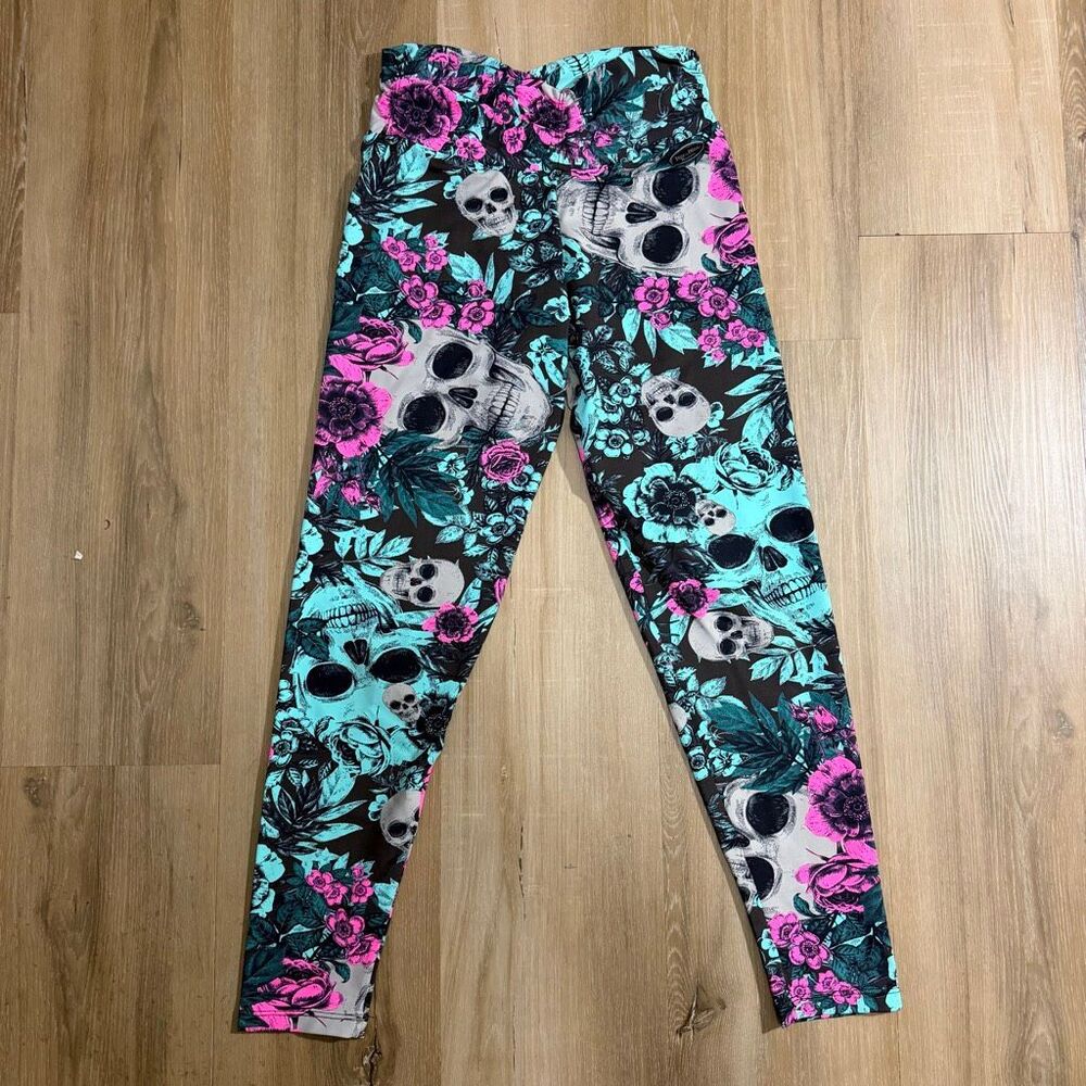 BumBum Bacana Brazilian Skull Floral Leggings M/L Goth Alt Dark Feminine Fitness